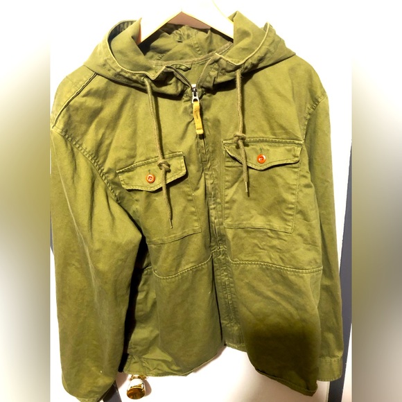 Vintage J. Crew Olive Green XL Jacket Hoodie - Picture 6 of 7